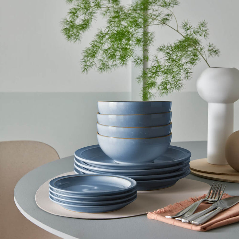 Denby Stoneware 12 Piece Dinnerware Set - Sky Blue