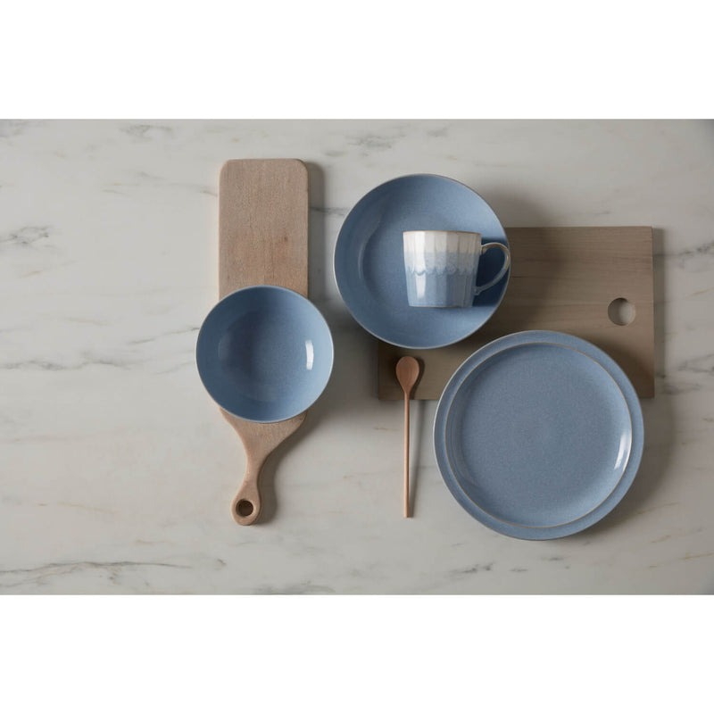 Denby Stoneware 12 Piece Dinnerware Set - Sky Blue