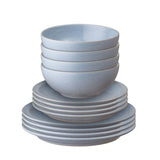 Denby Stoneware 12 Piece Dinnerware Set - Sky Blue