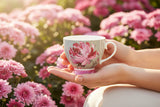 KitchenCraft 400ml Footed Mug - Pink Flower