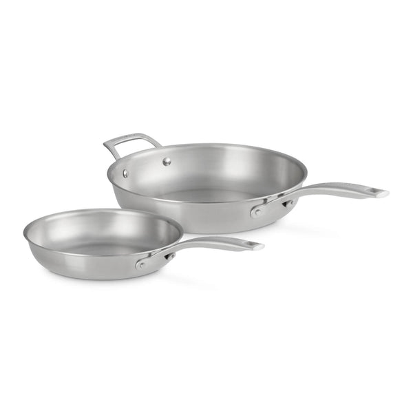 Le Creuset Classic 3-Ply Stainless Steel 24cm & 28cm Uncoated Frying Pan Set