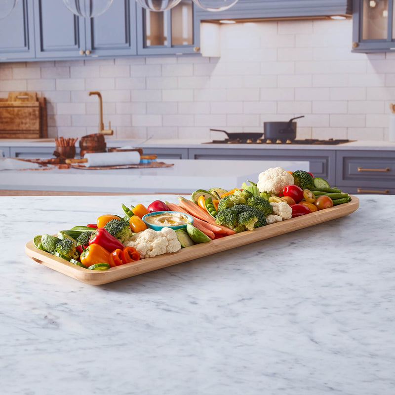 Farberware Build-a-Board 17.5cm x 56cm Rectangular Bamboo Platter with Lid