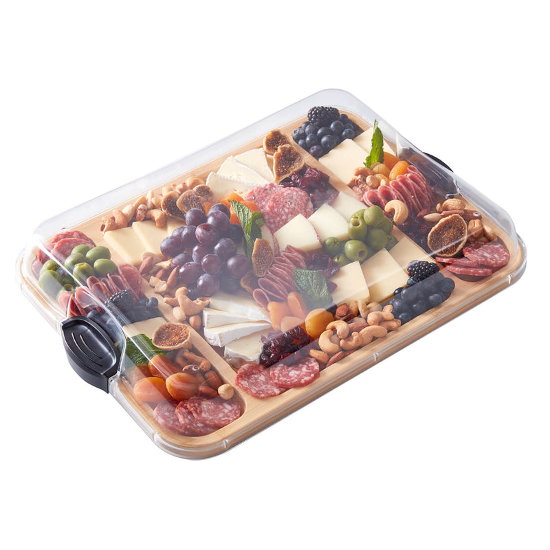 Farberware Build-a-Board 40.5cm x 30.5cm Rectangular Divided Bamboo Board with Lid