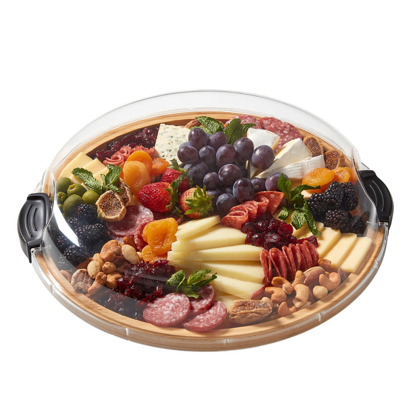 Farberware Build-a-Board 35.5cm Round Bamboo Snack Serving Board with Lid