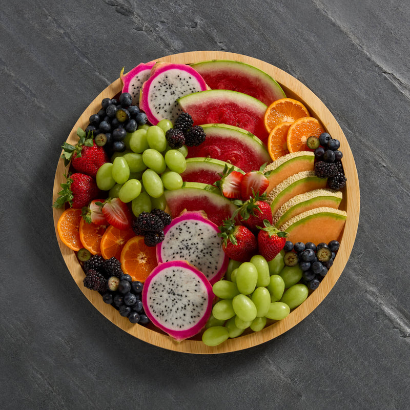 Farberware Build-a-Board 35.5cm Round Bamboo Snack Serving Board with Lid