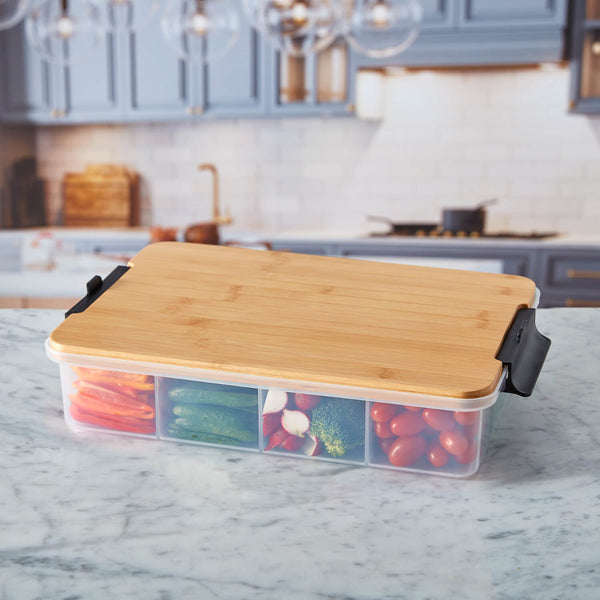 Farberware Build-a-Board 20cm x 33cm Snacklebox Bamboo Board with Lid - Small