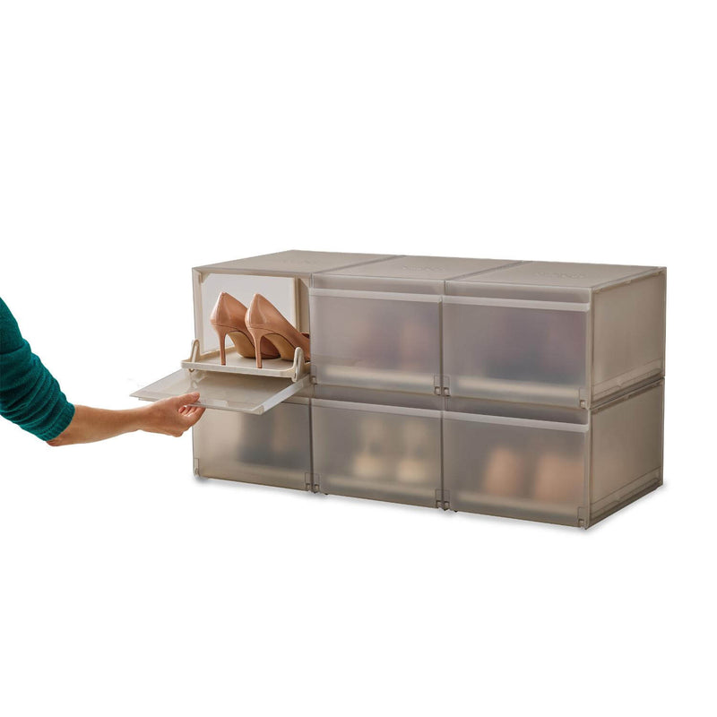 Joseph Joseph 6-Piece Premium ShoeCase Stackable Shoe Storage Box - Grey