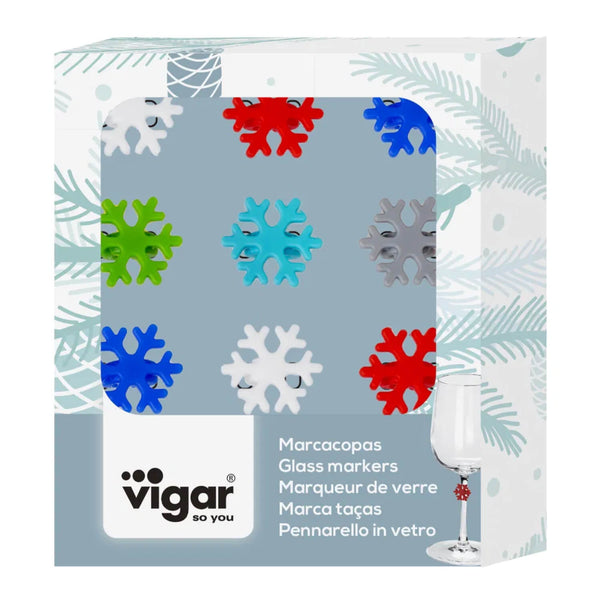 Set Of 12 Wine Glass Charms - Snowflake