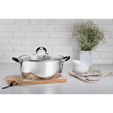 Tramontina Astro Silicone Stainless Steel Tri-Ply Shallow Casserole Dish with Glass Lid - 30cm