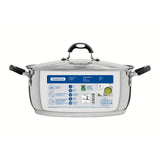 Tramontina Astro Silicone Stainless Steel Tri-Ply Shallow Casserole Dish with Glass Lid - 30cm