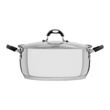 Tramontina Astro Silicone Stainless Steel Tri-Ply Shallow Casserole Dish with Glass Lid - 30cm