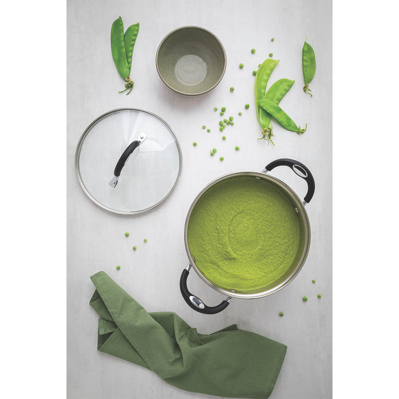 Tramontina Astro Silicone Stainless Steel Tri-Ply Stock Pot with Glass Lid - 28cm
