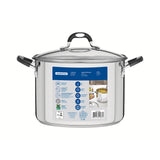 Tramontina Astro Silicone Stainless Steel Tri-Ply Stock Pot with Glass Lid - 28cm