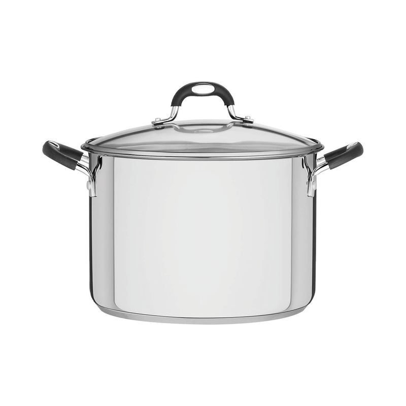 Tramontina Astro Silicone Stainless Steel Tri-Ply Stock Pot with Glass Lid - 28cm
