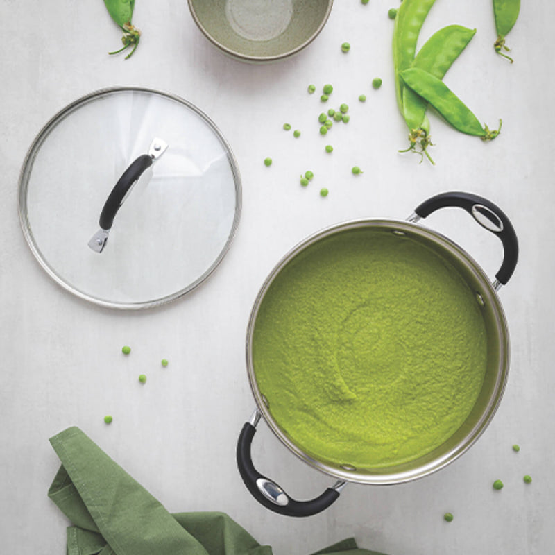 Tramontina Astro Silicone Stainless Steel Tri-Ply Stock Pot with Glass Lid - 30cm