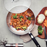 Tramontina 28cm Stainless Steel Wok with Glass Lid & Silicone Handle