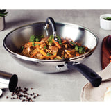 Tramontina 28cm Stainless Steel Wok with Glass Lid & Silicone Handle