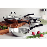Tramontina 28cm Stainless Steel Wok with Glass Lid & Silicone Handle