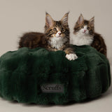 Scruffs Festive Fur 50cm Round Cat Bed - Green