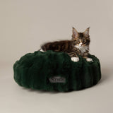 Scruffs Festive Fur 50cm Round Cat Bed - Green