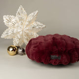 Scruffs Festive Fur 50cm Round Cat Bed - Burgundy