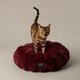 Scruffs Festive Fur 50cm Round Cat Bed - Burgundy
