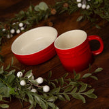Scruffs Winters Tail 15cm Stoneware Food Bowl & Mug Gift Set - Red
