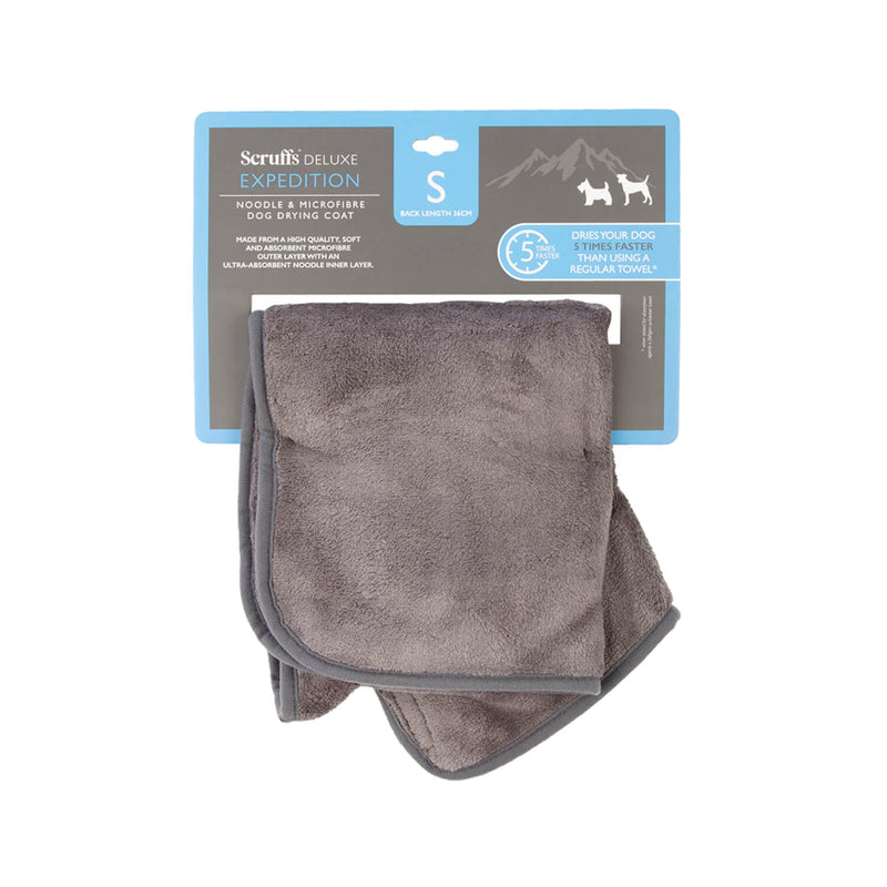 Scruffs Expedition Deluxe Noodle & Microfibre Dog Drying Coat - Small - Storm Grey