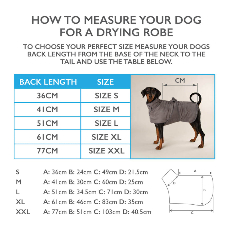 Scruffs Expedition Deluxe Noodle & Microfibre Dog Drying Coat - Small - Storm Grey