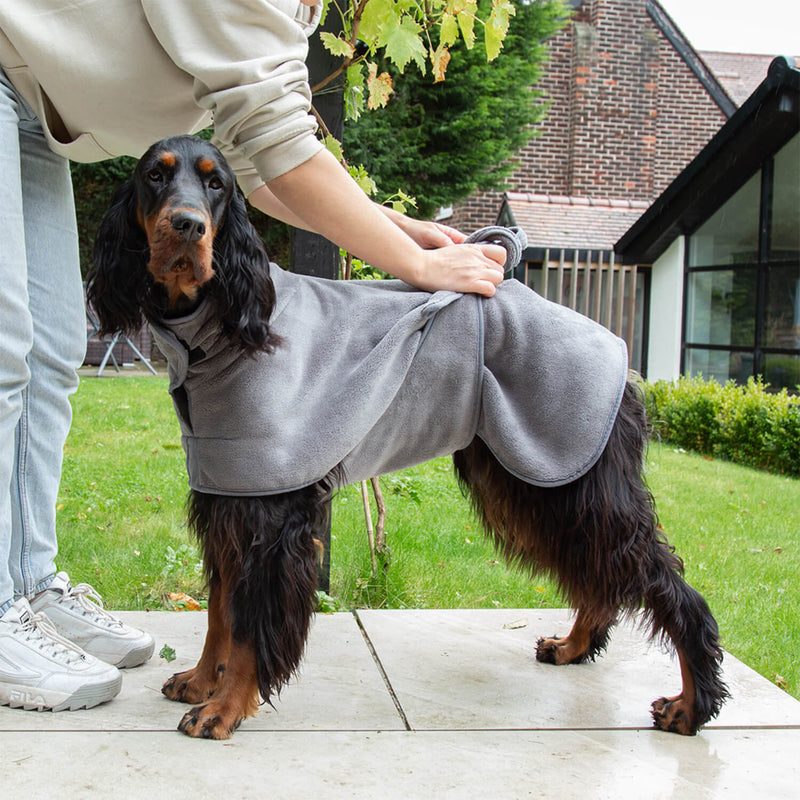 Scruffs Expedition Deluxe Noodle & Microfibre Dog Drying Coat - Large - Storm Grey