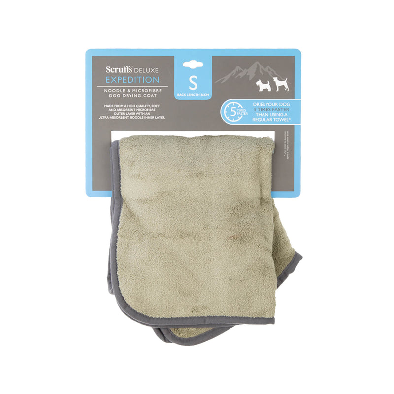 Scruffs Expedition Deluxe Noodle & Microfibre Dog Drying Coat - Small - Khaki Green