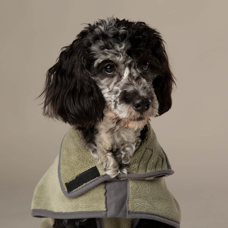 Scruffs Expedition Deluxe Noodle & Microfibre Dog Drying Coat - Medium - Khaki Green