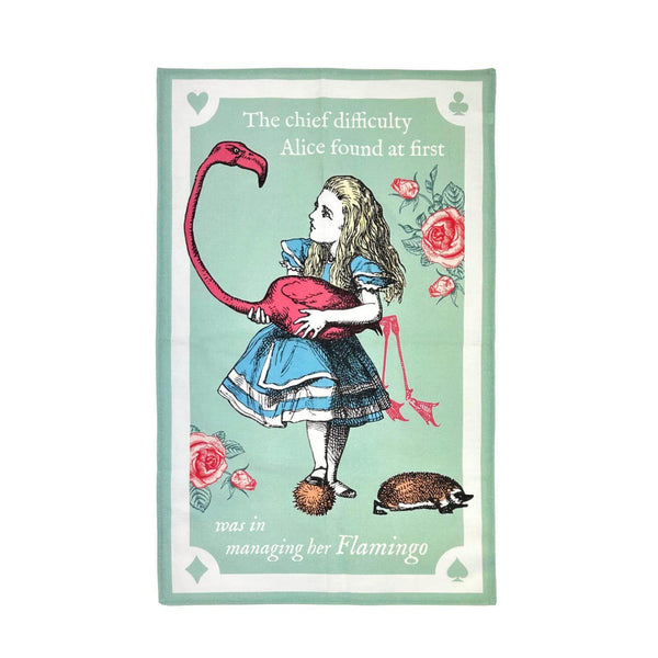 Alice in Wonderland 100% Tea Towel - Flamingo