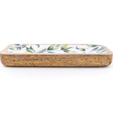 Candlelight 30.5cm Mango Wood Rectangular Dish - Lemons & Leaves