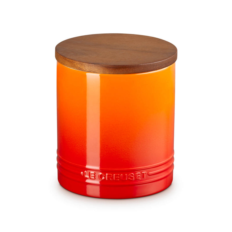 Le Creuset Stoneware Signature 1.1 Litre Storage Jar with Wooden Lid - Volcanic