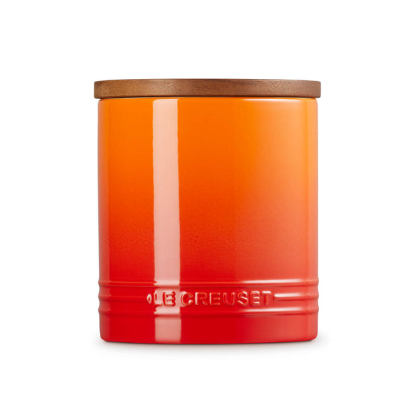Le Creuset Stoneware Signature 1.1 Litre Storage Jar with Wooden Lid - Volcanic