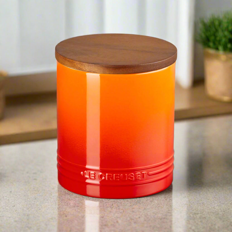 Le Creuset Stoneware Signature 1.1 Litre Storage Jar with Wooden Lid - Volcanic