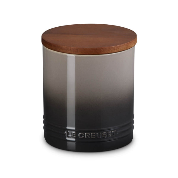 Le Creuset Stoneware Signature 1.1 Litre Storage Jar with Wooden Lid - Flint