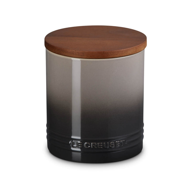 Le Creuset Stoneware Signature 1.1 Litre Storage Jar with Wooden Lid - Flint