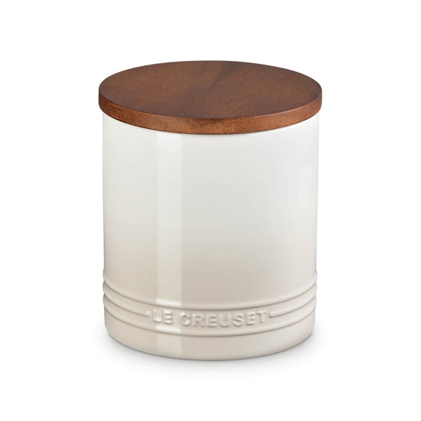 Le Creuset Stoneware Signature 1.1 Litre Storage Jar with Wooden Lid - Meringue