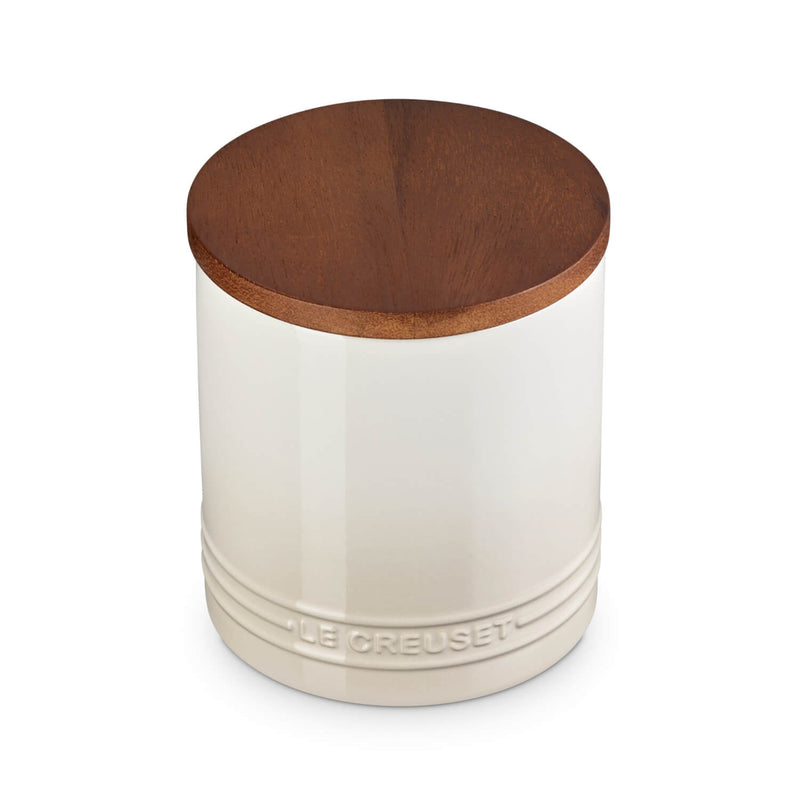 Le Creuset Stoneware Signature 1.1 Litre Storage Jar with Wooden Lid - Meringue