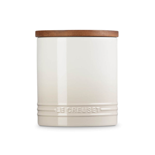 Le Creuset Stoneware Signature 1.1 Litre Storage Jar with Wooden Lid - Meringue