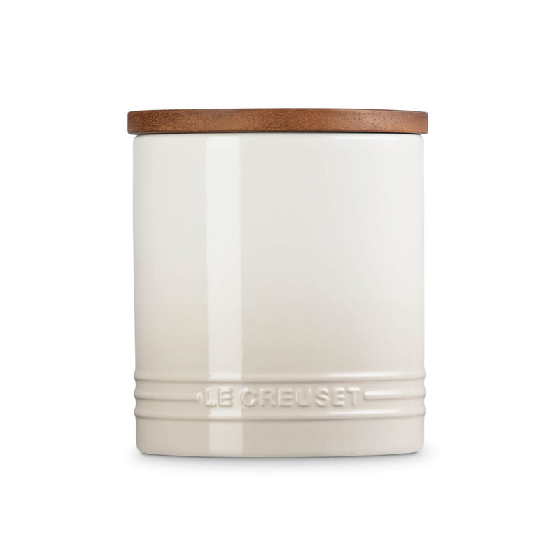 Le Creuset Stoneware Signature 1.1 Litre Storage Jar with Wooden Lid - Meringue