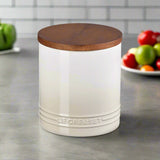 Le Creuset Stoneware Signature 1.1 Litre Storage Jar with Wooden Lid - Meringue