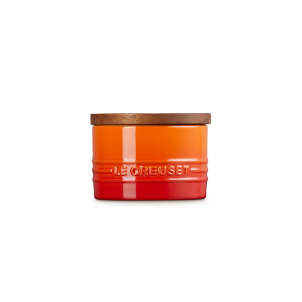 Le Creuset Stoneware Signature 200ml Storage Jar with Wooden Lid - Volcanic