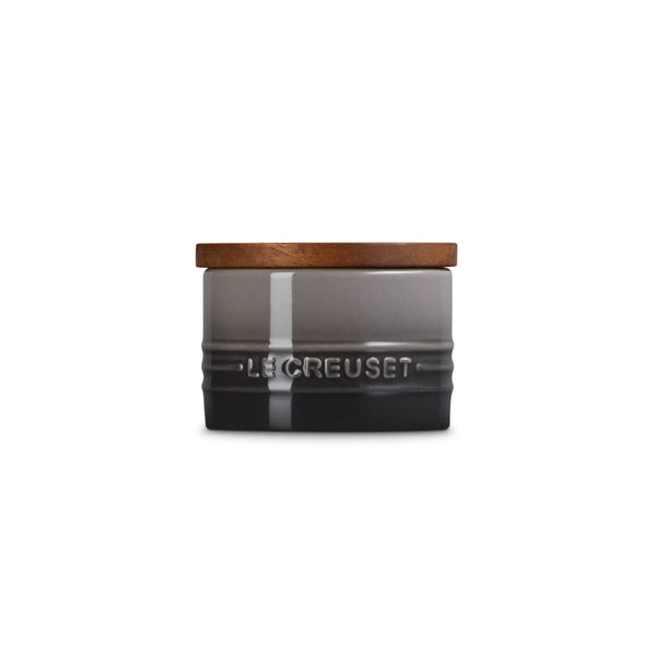 Le Creuset Stoneware Signature 200ml Storage Jar with Wooden Lid - Flint