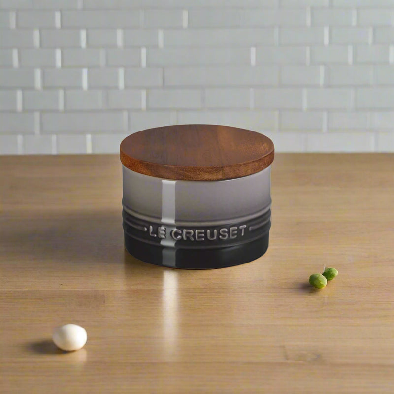 Le Creuset Stoneware Signature 200ml Storage Jar with Wooden Lid - Flint