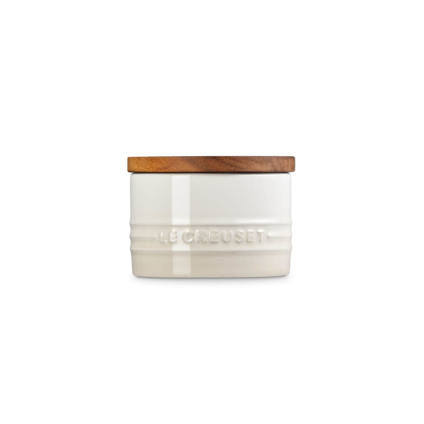 Le Creuset Stoneware Signature 200ml Storage Jar with Wooden Lid - Meringue