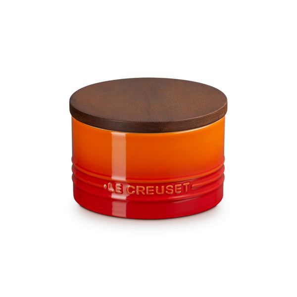 Le Creuset Stoneware Signature 470ml Storage Jar with Wooden Lid - Volcanic