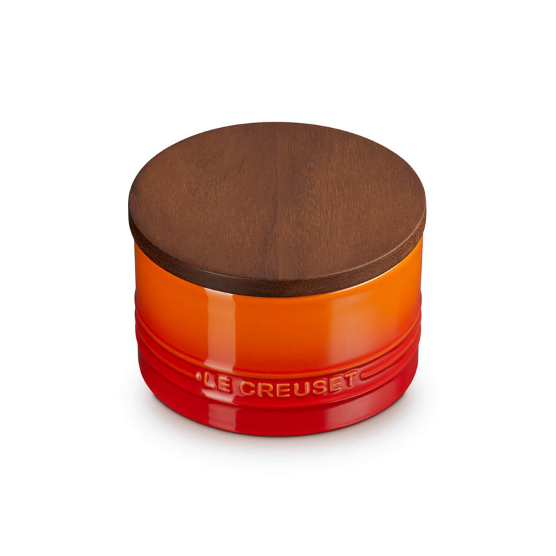 Le Creuset Stoneware Signature 470ml Storage Jar with Wooden Lid - Volcanic